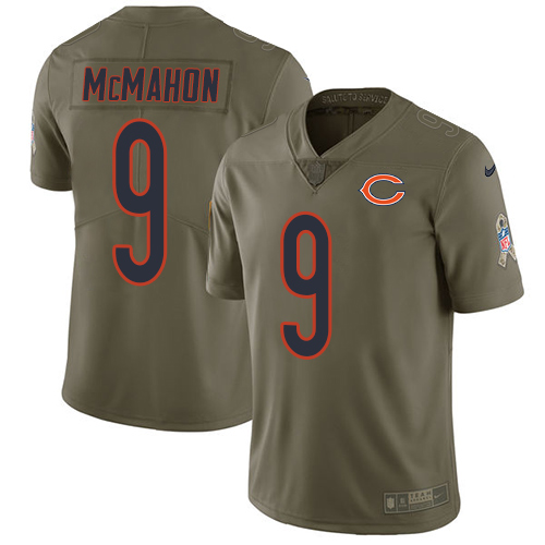 Nike Bears #9 Jim McMahon Olive Men's Stitched NFL Limited Salute To Service Jersey